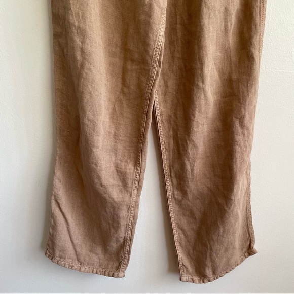 Zara wide leg linen pants trousers high rise blogger fave europe minimalist work - Picture 6 of 13